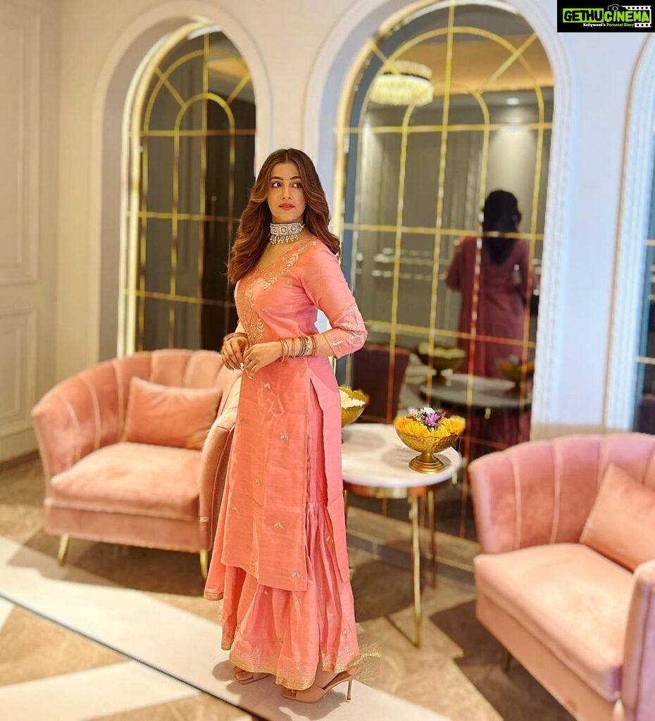 Nupur Sanon Instagram - My choice in Indian wear is always something that’s simple yet elegant and pastels are my favourite!! 🌸 Loving this embroidered silk sharara suit from @libasindia 🥰 Shop from their latest festive collection this Diwali. It’s beautiful!! 💕 #LibasIndia #LibasWomen #AbKhushiyonKiBaari #LibasAW21 #Ad #Sponsored