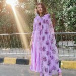 Nupur Sanon Instagram - Her love can give warmth to the coldest heart there is💜🌸💜🌸💜 Outfit- @nehachopra_official Earrings- @neetaboochrajewellery @ascend.rohank Kolhapuris- @solebaetheofficial Styled by- @sukritigrover Assisted by- @vanigupta.23 @vasudhaguptaa Hair- @hairstylist_madhav Makeup- @florianhurel