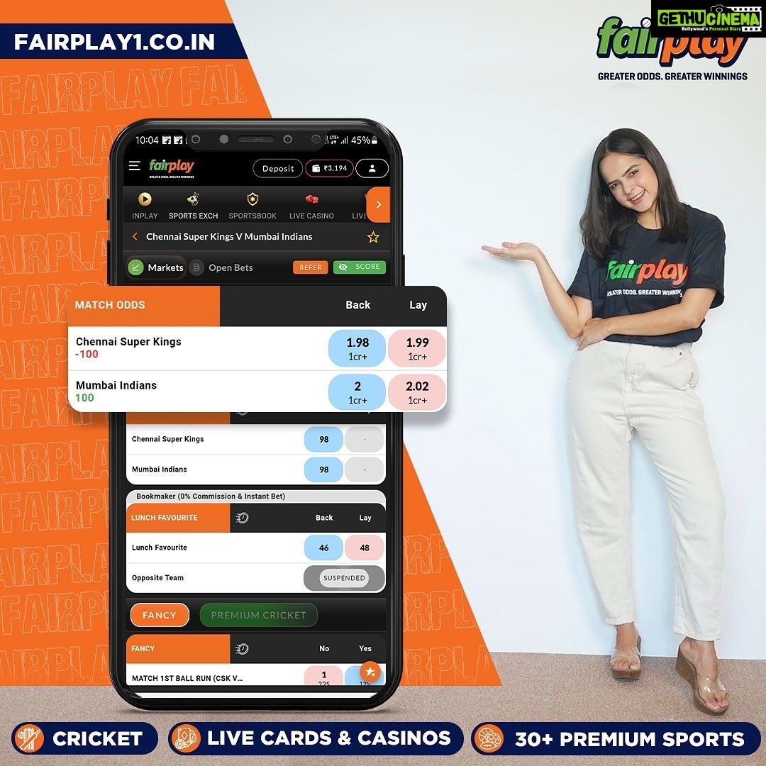 Palak Sindhwani Instagram - Use Affiliate Code PALAK300 to get a 300% first and 50% second deposit bonus. 😍 IPL is in an exciting second half, full of twists and turns. Don't miss out on placing bets on your favourite teams and players only with FairPlay, India's best sports betting exchange. 🏆🏏 Make it big by betting on your favorite teams and players. Plus, get an exclusive 5% loss-back bonus on every IPL match. 💰🤑 Don't miss out on the action and make smart bets with FairPlay. 😎 Instant Account Creation with a few clicks! 🤑300% 1st Deposit Bonus & 50% 2nd Deposit Bonus, 9% Recharge/Redeposit Lifelong Bonus/10% Loyalty Bonus/15% Referral Bonus 💰5% lossback bonus on every IPL match. 👌 Best Market Odds. Greater Odds = Greater Winnings! 🕒⚡ 24/7 Free Instant Withdrawals Setted in 5 Minutes Register today, win everyday 🏆 . . #IPL2023withFairPlay #IPL2023 #IPL #Cricket #T20 #T20cricket #FairPlay #Cricketbetting #Betting #Cricketlovers #Betandwin #IPL2023Live #IPL2023Season #IPL2023Matches #CricketBettingTips #CricketBetWinRepeat #BetOnCricket #Bettingtips #cricketlivebetting #cricketbettingonline #onlinecricketbetting