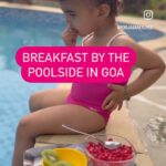 Pooja Banerjee Instagram – Our mornings in Goa … Watch my @sanassejwaal getting familiarised with water… we started slowly by just dipping our legs in the water, then slowly graduating to taking a dip in the pool and  then finally jumping into the pool… she loves water and the moment she wakes up she says POOL.. thank you @dipikablacklist for everything. We love you…  #Goadiaties #Waterabby #babygirl #swimmingpool  #PoolLovers #waterlover #toddlerswimming