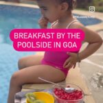 Pooja Banerjee Instagram - Our mornings in Goa … Watch my @sanassejwaal getting familiarised with water… we started slowly by just dipping our legs in the water, then slowly graduating to taking a dip in the pool and then finally jumping into the pool… she loves water and the moment she wakes up she says POOL.. thank you @dipikablacklist for everything. We love you… #Goadiaties #Waterabby #babygirl #swimmingpool #PoolLovers #waterlover #toddlerswimming