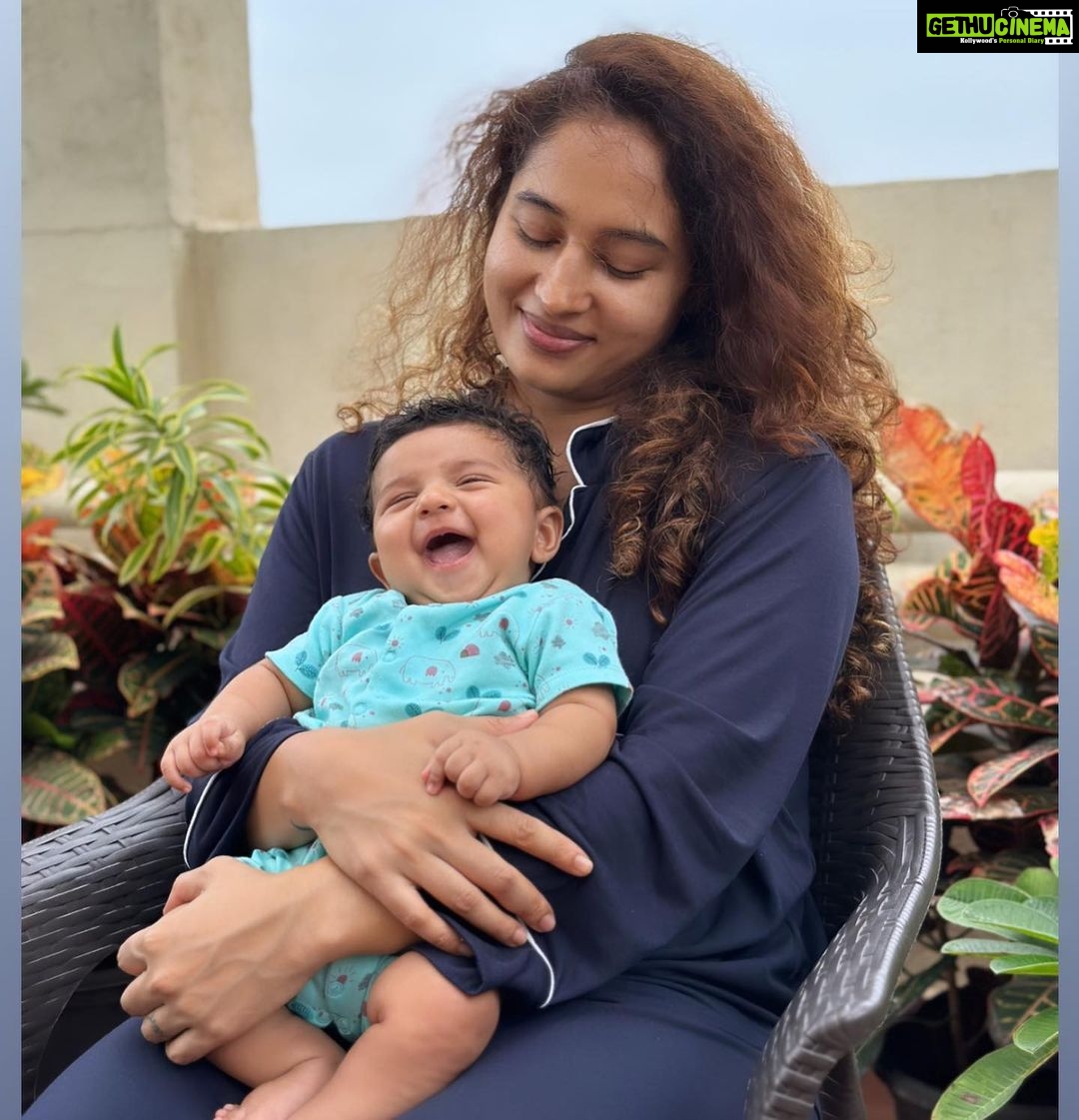 Pooja Ramachandran Instagram - After you birth a child your patience grows to another level! Kiaan has brought about a huge change in me for sure π 3rd picture - Me : Kiaan are you going to let me sleep every night for atleast 5 hours straight? Kiaan : (Expression says it all) Me : ππππ
π
π
I Give up! Kiaanβs outfit - @miniwee.in_official Their stuff is made with 100% organic cotton and is so soft on the babyβs skin. I love it! I love their burp cloths and rompers the most. :) #miniwee #babyclothing #momandbaby #momandson #mybabyboy #kiaankokken #happytimes #happybaby #organiccottonclothing #indianbrands #indianbabybrands