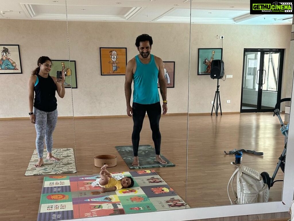 Pooja Ramachandran Instagram - About today! The mind may forget but the muscle always remembers! I feel soooo good when I do yoga. It’s really my favourite.. but getting my strength and endurance back with strength and functional and cardio training first. Also it helps me shed faster. Now our yoga sessions have a tiny member and it’s not soon before he will be joining us 🤪 Yoga mat and accessories from my favourite @kosha_yoga_co #3monthspp #musclememory #yogalove #yogalove #yogapractice #yogasehoga