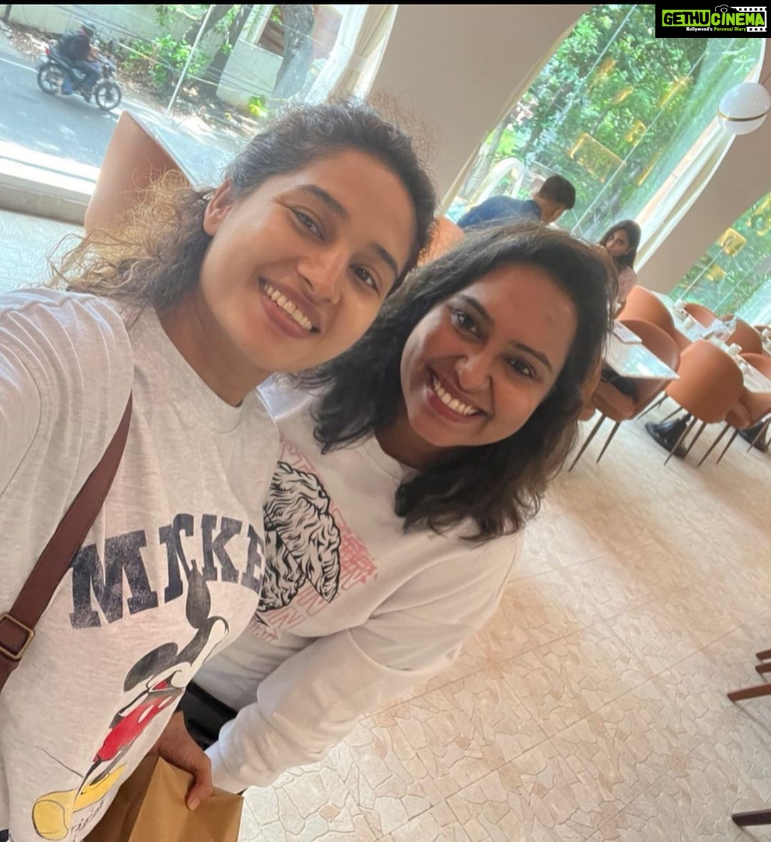 Pooja Ramachandran Instagram - In this journey called life we gather a few very special people along the way. They laugh with us, cry with us, support everything we do whether good or bad, don’t judge us for anything, stick to us through all times, fight with us and then make up too, help us when we really need it and just be there. This girl @meera_j_pillai is one such person I’ve put in my bag of most loved people in my world! These pictures show what it is to be there! 1. When I travelled for the first time after my pregnancy for my sisters wedding I needed her help and she was there. 2. When we met first time after a few years of not talking to each other. The joke was “when are you going to leave me next?“ 🤪 3. When I visited her home first time and met her son Anku. We are trying to be cool like him but all we can do is laugh. 4. When she released her first book “Maya and the sword of Gringak” 5. My first movie after my delivery. 3 months later. 6. My first baby shower which she arranged. 7. First time we brought Kiaan home she was there to help us. 8. First time I went to a restaurant after Kiaan was born. It must have been months since we went to a restaurant before this. And we would keep sending each other suggestions of new places we must visit. The list is long! :) 9. First class get together from our college days. We were the first to arrive in our hostel and that’s how we became friends. 10. My most special picture the first time she held Kiaan in her arms. Kiaan’s Meera mema who spoils him rotten. 🥰 I have so many more firsts with this girl but can post only 10 pictures 😁 Happy Birthday to my gorgeous, beautiful, kind hearted, ambitious, hard working, happy-go-lucky, always up for anything, responsible, fun and super simple girl friend! May your laughter always be the loudest in the room and May you always live your life to the fullest! God bless you and thank you for being my girl!