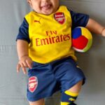 Pooja Ramachandran Instagram - Waiting to be on the real football field until then some pictures will do 😋 ⚽️ #football #arsenal #manchester #flyemirates #cutebabiesofinstagram #kiaankokken #taurusbaby #puma #babyfootballer #babyboy #baby2023