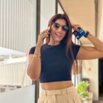 Poonam Dubey Instagram - “A life lived in love will never be dull.” – ... . . . . #babua❤️🧿 #love #you #yours #falgunia😂🙈 #airportlook #blackandoffwhite Mumbai Airport Chatarpati Shivaji