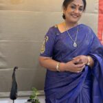 Poornima Bhagyaraj Instagram - And we come to the last day of the golu poojas. Happy vijayadasami to all @poornimas_store for my blouse, @radhikaprithivi for the beautiful saree in MS blue and @sharanyabhagyaraj for my very own personalised clutch