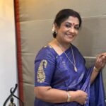 Poornima Bhagyaraj Instagram - And we come to the last day of the golu poojas. Happy vijayadasami to all @poornimas_store for my blouse, @radhikaprithivi for the beautiful saree in MS blue and @sharanyabhagyaraj for my very own personalised clutch