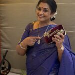Poornima Bhagyaraj Instagram - And we come to the last day of the golu poojas. Happy vijayadasami to all @poornimas_store for my blouse, @radhikaprithivi for the beautiful saree in MS blue and @sharanyabhagyaraj for my very own personalised clutch