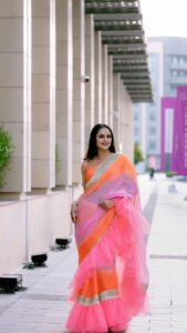 Prachi Tehlan Instagram - Habibi is in Dubai 🩷🧡🩷🧡 Stylist: @rishu812 Wearing : @phoolshreeofficial MUAH: @rosesdewladiessaloon Accessories: @sollakdesigns Captured by: @jibeeshsagar_photography PR : @socisparrow #film #actress #photography #love #movies #movie #model #fashion #inspiration #cinema #instagood #star #beautiful #photooftheday #achiever #sportswoman #beauty #Tollywood #Mollywood #Bollywood #acting #queen #Indian #ActorsLife #PrachiTehlan #Malayalamactress #Mamankam #teluguactress
