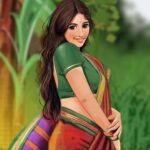 Pragya Nagra Instagram - @pragyanagra #saree #village #art #digitalart #procreate @ithal.india
