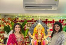 Prakruti Mishra Instagram - Celebrated Ganesh Chaturthi with all my heart every single year, this year came up with a little health turmoil . But with his blessing, I was able to make it up to see him and do his visarjan Aarti at @palakmuchhal3 and @palash_muchhal “s lovely home 🙏🏻 Sab kuch keliye dhanyawad Ganpati Bappa moreya 🙌🏻♥️ Mumbai, Maharashtra
