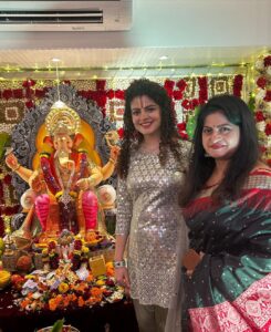 Prakruti Mishra Instagram - Celebrated Ganesh Chaturthi with all my heart every single year, this year came up with a little health turmoil .

But with his blessing, I was able to make it up to see him and do his visarjan Aarti at @palakmuchhal3 and @palash_muchhal “s lovely home 🙏🏻

Sab kuch keliye dhanyawad 
 Ganpati Bappa moreya 🙌🏻♥️