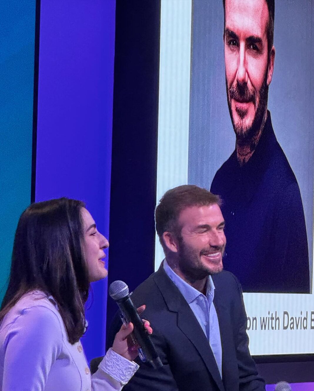 Prakruti Mishra Instagram - An iconic day at @metaindia headquarters today 🤩 Had the absolute honour to meet the legend @davidbeckham ♥️ Thank you for giving me a memory for lifetime 🥹 . . . . #beckhamxmeta #beckhamxsara #prakrutimishra #metaindia . . . Team @signature24productions One Bkc