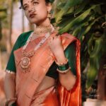 Prarthana Behere Instagram - 🧡 Makeup By:- @mua_prachisabale Jewellery By:- @jizajewellerystudio Photographer:- @gauravk6677 Outfit @zartaricouture Location @sumbaran_mystic Shoot organised by @jizajewellerystudio