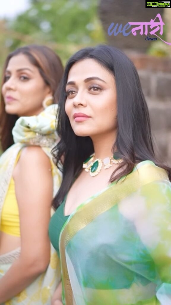 Prarthana Behere Instagram - We नारी .. 6th look Green : Green is the prime color of the world, and that from which its loveliness arises. Saree 1 - WNG 1k A tie-dye green saree with a touch of tradition in its golden border, ensuring you dance through the festivities in style. Saree 2 - WNG 1l a stunning olive green saree adorned with ochre yellow floral prints, intricate gota patti border, and dazzling studs for a touch of elegance. SAREES ARE EXCLUSIVELY AVAILABLE IN KASAB STORE ,THANE from DUSHERA 😇🙏🏻💜 Special thanks to the team: Manager: @sakshi_stylist Shoot managed and designed By : @jizajewellerystudio 🙏🏻 Mua @mua_prachisabale 😘 Jewellery @jizajewellerystudio 😍 Captured by @gauravk6677 @akshaykumbhar_photography❤️ Draping by @nilam_art1687 🤩 location @bambooandbricksresort 😇 #prarthanabehere #pallavibhide #weनारि #wenaari #wenaarisaree #benaariwenaari #benaari #happiness💕 #newbrand #sareebrand #sareecollection #oursareestory #sareelove #sareelover #saree #wethewomen #sareestyle #bappamorya🙏