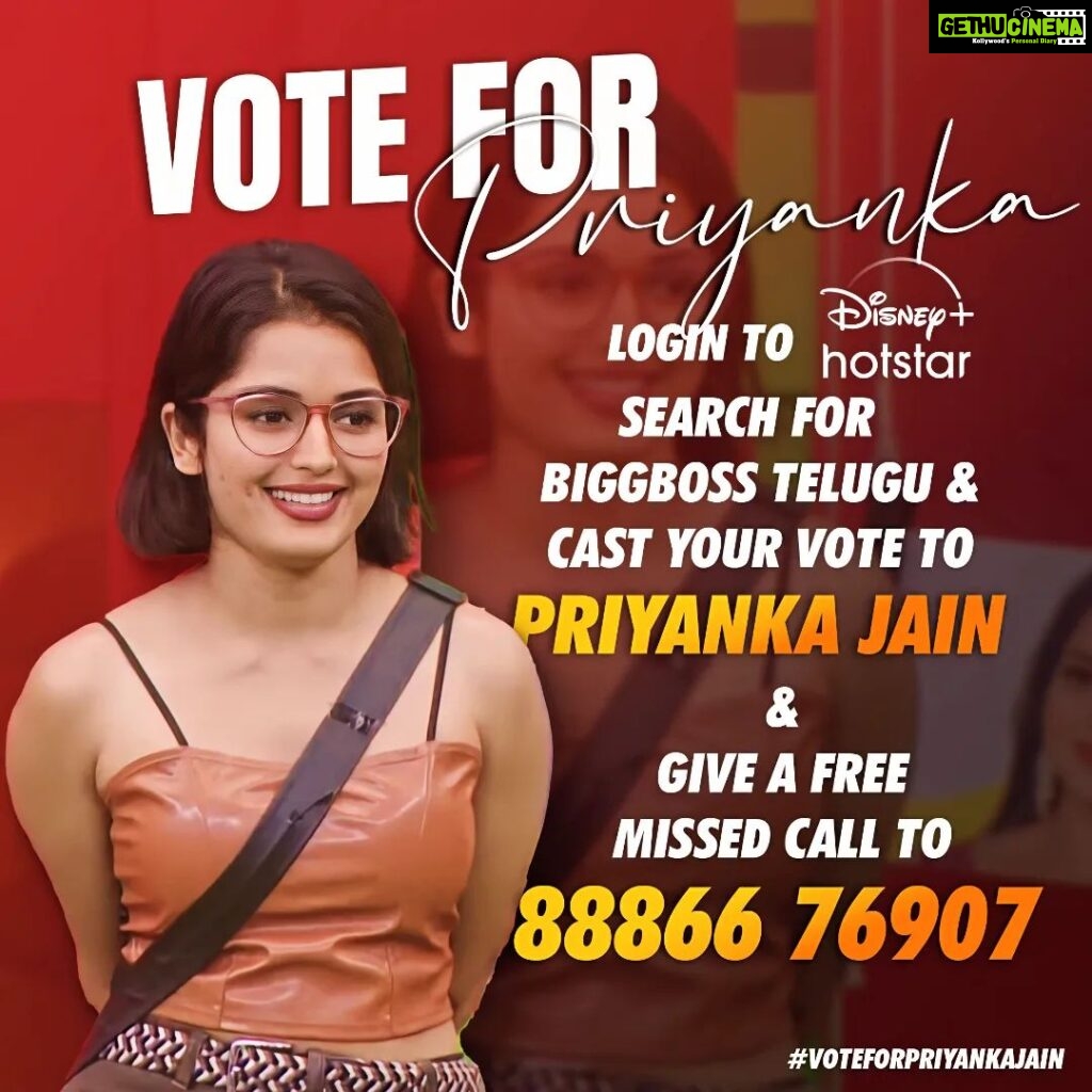 Priyanka M Jain Instagram - Login to Disney + hotstar, Search for Bigg Boss Telugu 7 Cast 1 vote to Priyanka Jain and Also Give 1 missed call to 8886676907 (Free) #biggbossseason7 #biggbosstelugu #priyankajain #priyankabb7 #piyu #bb7 #starmaa #disneyplushotstar #BiggBossTelugu7 #priyankaonbbtelugu7 #BiggBossTelugu7 #biggboss7telugu