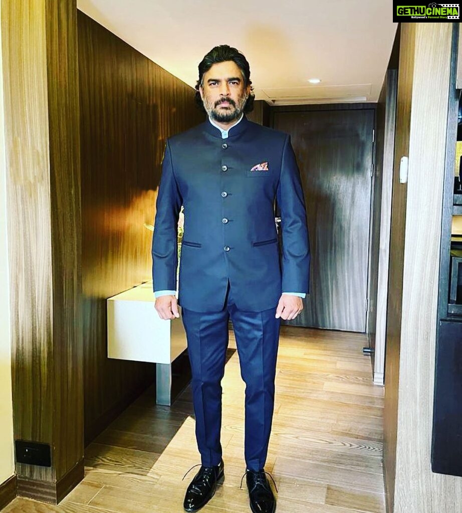 R. Madhavan Instagram - It brings me immense pride to witness your National award win and contribute to the moment by crafting this personalized Bandgala Suit for you. Your achievements are truly inspiring, and I take great pride in all that you accomplish @actormaddy Vigyan Bhawan, New Delhi