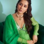 Raashi Khanna Instagram - One happy 🦜 For the muhurat of #telusukada Outfit- @harshitasinghviofficial Jewelery: @studiogulabiindia @offbeatmediain Juttis- @houseofvian Styled by @sukritigrover Styling Team- @vanigupta.23 @bitofbash Makeup by @makeupbyshefali.s Hair by @vhairforu Photographer: @ishan.n.giri Team: @ehnacingmoments @louis_prashanth