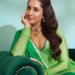 Raashi Khanna Instagram - One happy 🦜 For the muhurat of #telusukada Outfit- @harshitasinghviofficial Jewelery: @studiogulabiindia @offbeatmediain Juttis- @houseofvian Styled by @sukritigrover Styling Team- @vanigupta.23 @bitofbash Makeup by @makeupbyshefali.s Hair by @vhairforu Photographer: @ishan.n.giri Team: @ehnacingmoments @louis_prashanth