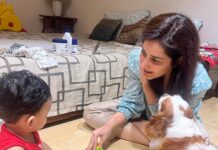 Raashi Khanna Instagram - So grateful for today.! And so happy to have finally met this bundle of joy Neil..! ♥️ @kajalaggarwalofficial ♥️