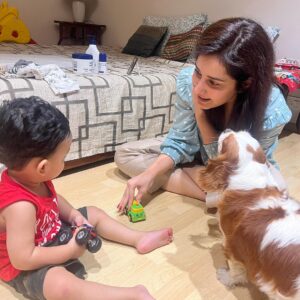 Raashi Khanna Instagram - So grateful for today.! And so happy to have finally met this bundle of joy Neil..! ♥️ 
@kajalaggarwalofficial ♥️