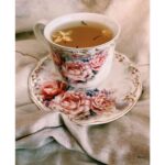 Rachel David Instagram - on rainy days I wear a fancy dress, my crown and sip on some tea // 🍃 . . . Let’s have some tea, shall we?