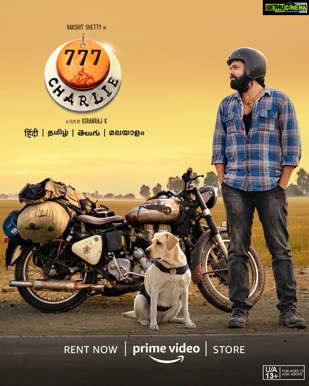 Rakshit Shetty Instagram - the cutest tale of companionship and love 🐶 777 Charlie - available on #PrimeVideoStore, rent now! @kiranraj_k @rajbshetty @iamsangeethasringeri @actorsimha @danishsait @nobinpaul @darkbirdfilms @arvindskash @ullashydur @dk9pramod @paramvah_studios