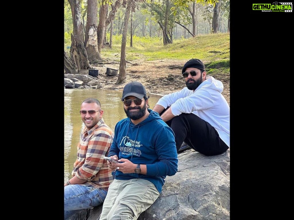 Rakshit Shetty Instagram - The mystery in the unexplored wilderness, the serenity in the flowing water, the sound of a child’s laughter, the company of my special people. Ah the many small delights of life 😊♥️