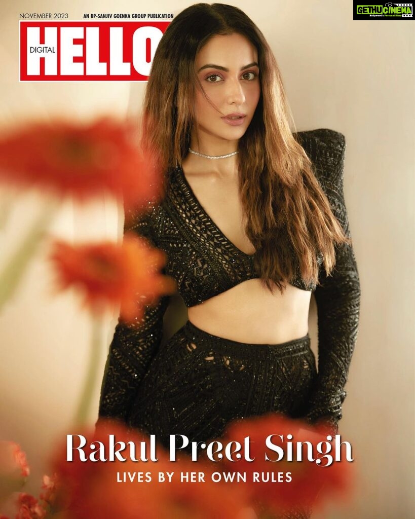 Rakul Preet Singh Instagram - #HELLODigitalCover: Behind an effortless on-screen persona resides a powerhouse of discipline and dedication—one whose journey is a testament to the fact that dreams certainly do come true. HELLO! celebrates a decade of @rakulpreet in the spotlight with the November Digital Cover! Rakul looks like a dream in this hand-embroidered ensemble by Ritika Mirchandani (@ritikamirchandani). The delicate cutdanas, geometric motifs and intricate cutwork add a touch of elegance, while the structured garment is complete with a fitted blouse and a daring slit in the skirt. She wears it with a necklace from Joolry by Karishma (@karishma.joolry) along with rings from Simsum Fine Jewelry (@simsumfinejewelry) and Joolry by Karishma (@karishma.joolry). At the link in the bio, read our no-holds-barred chat with the star where she recounts her decade old journey in the industry. Interview: Ananya Shankar @ananyaashankar Photos: Ajay Kadam @kadamajay Creative Direction: Avantikka Kilachand @avantikkak Styling: Anushree Sardesai @anushree_sardesai Assisted by: Ila Parakh @ilaaparakh Make-Up: Salim Sayed @im__sal Hair: Aliya Shaik @aliyashaik28 Wardrobe Courtesy: Ritika Mirchandani @ritikamirchandani Decor Courtesy: Interflora India @interfloraindia
