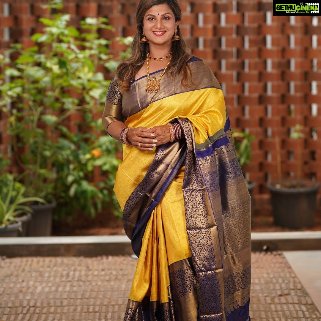 Rambha Instagram - A women's love for Sarees😍❤️#saree #sareelove #sareefashion #celebrity #celebritystyle #women #beautiful #housewifes #homemakers#yellow #colours #indianwedding