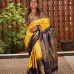 Rambha Instagram - A women's love for Sarees😍❤️#saree #sareelove #sareefashion #celebrity #celebritystyle #women #beautiful #housewifes #homemakers#yellow #colours #indianwedding