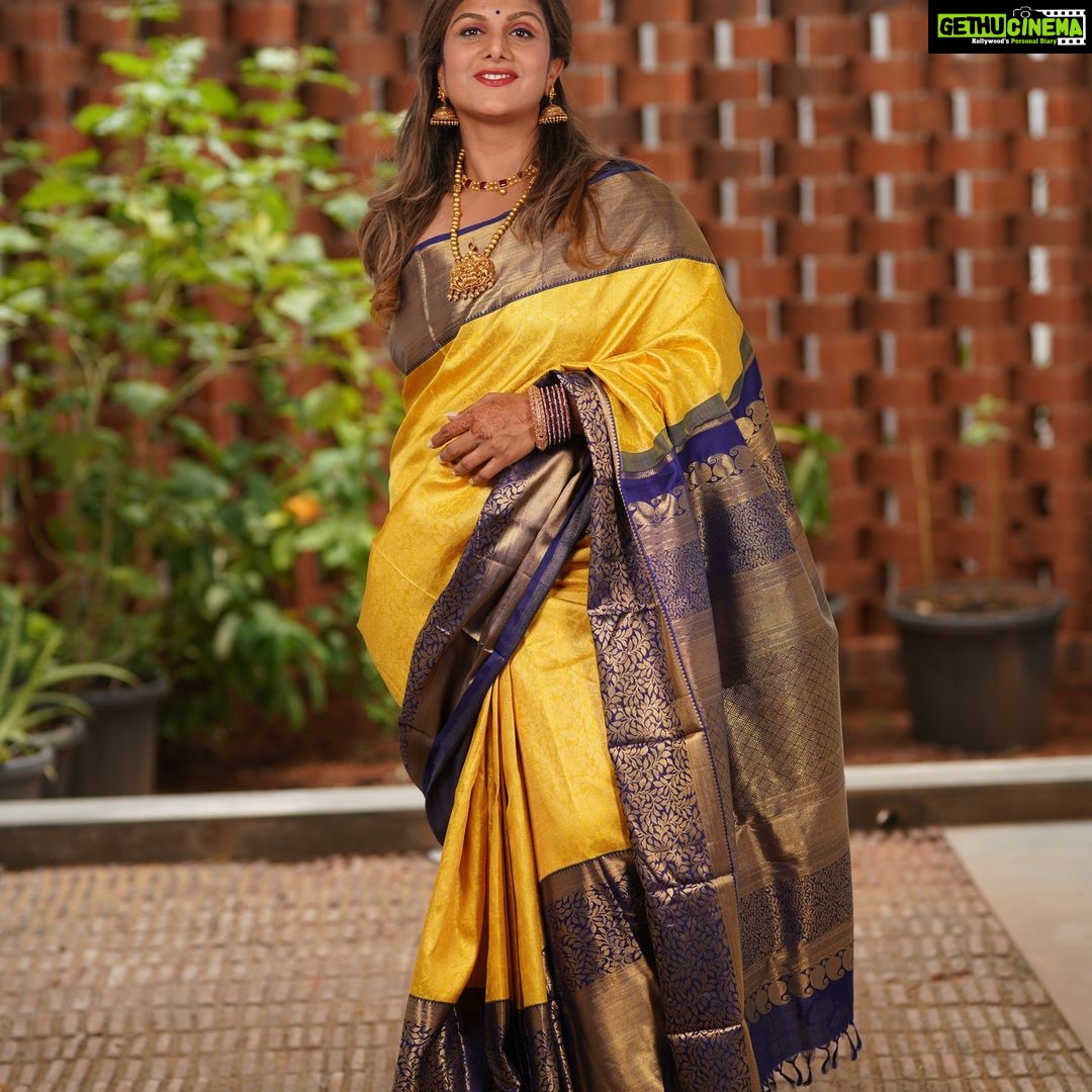 Rambha Instagram - A women's love for Sarees😍❤️#saree #sareelove #sareefashion #celebrity #celebritystyle #women #beautiful #housewifes #homemakers#yellow #colours #indianwedding