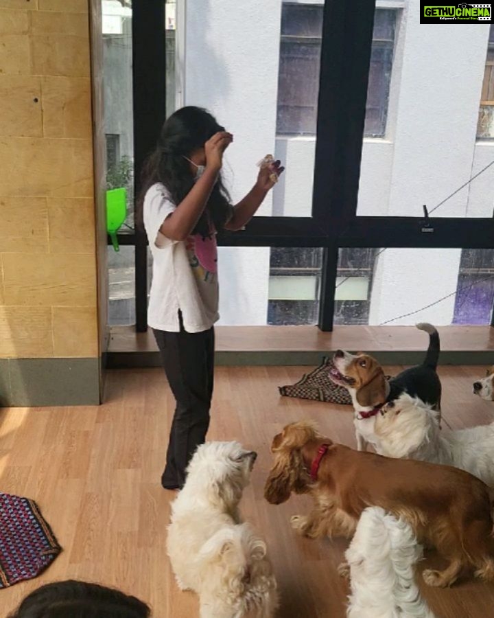 Rambha Instagram - Doggie love ❤️ #dog #love #puppiesofinstagram #kids#naughty #girls#children
