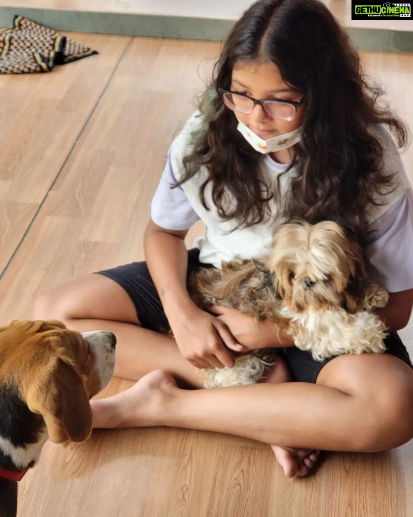 Rambha Instagram - Doggie love ❤ #dog #love #puppiesofinstagram #kids#naughty #girls#children