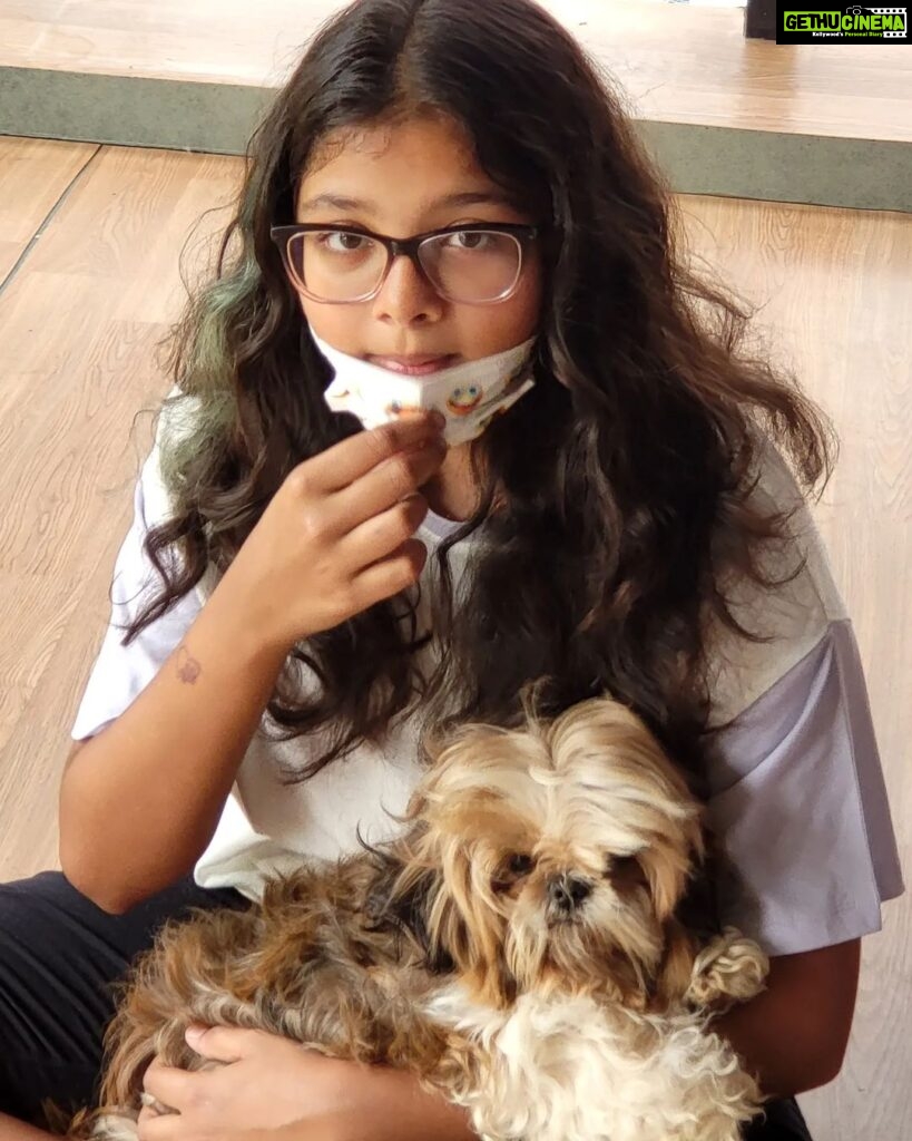 Rambha Instagram - Doggie love ❤ #dog #love #puppiesofinstagram #kids#naughty #girls#children