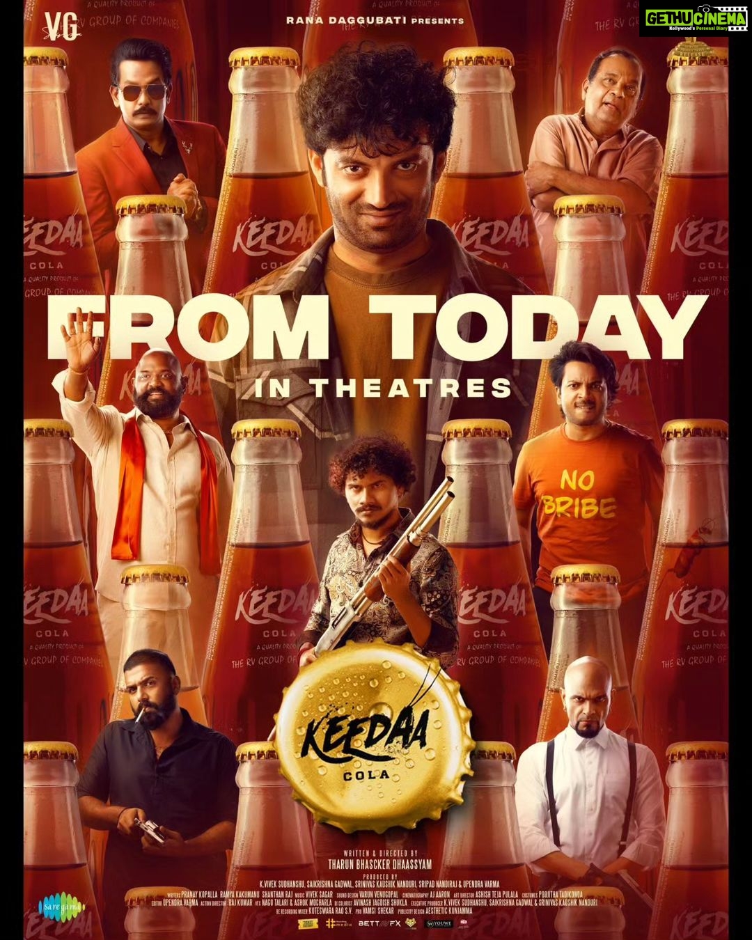 Rana Daggubati Instagram - #KeedaaCola🪳 in theatres now! It's time to laugh your hearts out. #KeedaaColaOnNov3 @tharunbhascker @vivek .sudhanshu @saikrishnagadwal @sureshproductions @sripadnandiraj @upendra _varma @kaushiknanduri #Brahmanandam @chaitanyaraomadadi @oddphysce