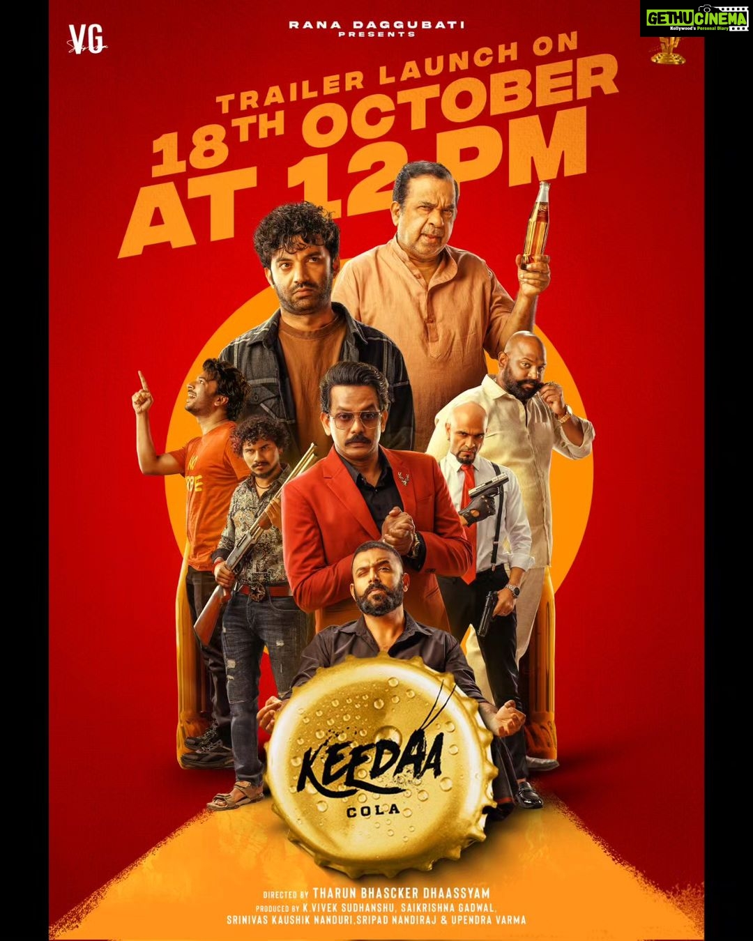 Rana Daggubati Instagram - The madness of #KeedaaColaTrailer from Oct 18, 12PM π #KeedaaColaOnNov3 πͺ³ #KeedaaCola @TharunBhasckerD @SureshProdns @VGSainma @VivekSudhanshuK @sripadnandiraj @UpendraVg @Mesaikrishna @KaushikNanduri