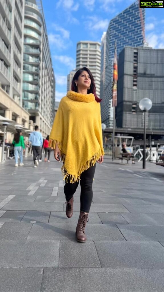 Ranjini Jose Instagram - Don’t know what it’s about yellow and Aussie land It’s a gorgeous combo ❤ #poncho #yellow #mellow #winter #sydney Sydney, Australia