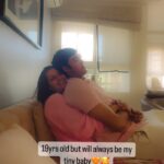 Renu Desai Instagram - Happy 19th Akiriiiii🧡🧡🧡 [He still fits in my lap🎉]