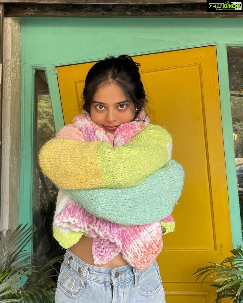 Riddhi Kumar Instagram - Feeling warm and cozy in my handmade knitwear that’ll be soon be available for sale on my website! 🦋 The website will be coming online very soon with handmade knitwear, artwork and more. Stay tuned 🤗