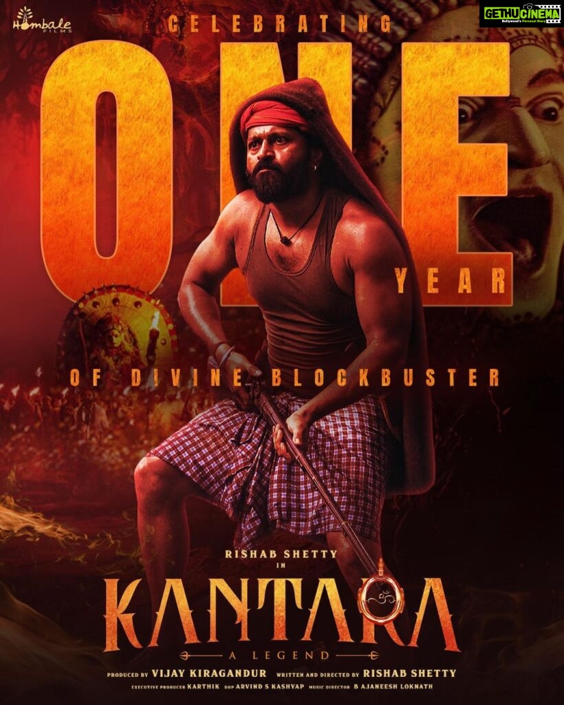 Rishab Shetty Instagram - Celebrating one-year of the Divine Blockbuster - #Kantara ❤️‍🔥 A very special film that we’ll always cherish. Our heartfelt gratitude goes out to the incredible audience who turned it into an epic blockbuster. Thank you for an unforgettable year. The jubilations continue to reverberate throughout the country and we’re thrilled to continue this epic journey together! #1YearOfDivineBlockbusterKantara #1YearOfKantara @rishabshettyofficial @vkiragandur @hombalefilms @hombalegroup @sapthami_gowda @actorkishore @b_ajaneesh @kantarafilm