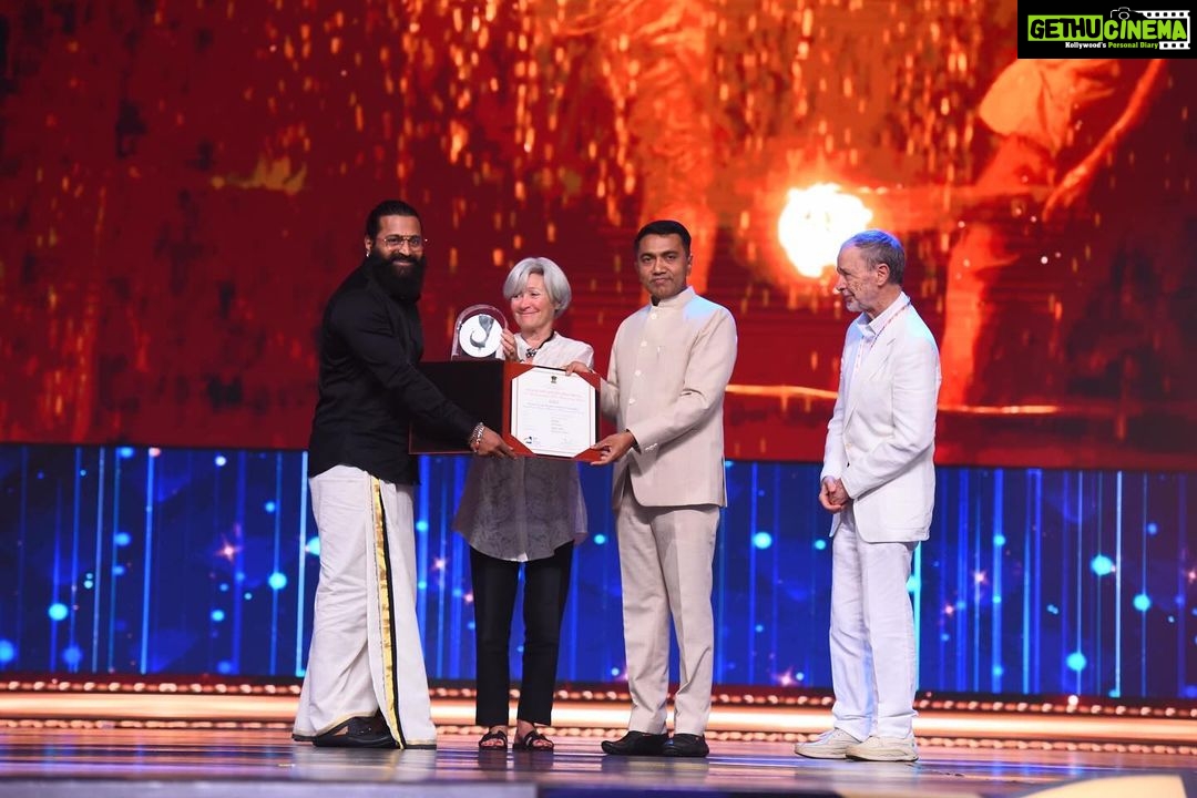 Rishab Shetty Instagram - Celebrating a milestone moment! ✨ #Kantara has secured the prestigious Silver Peacock Award at @IFFIGoa. Here’s to the incredible team and the art of storytelling! @rishabshettyofficial @vkiragandur @hombalefilms @hombalegroup @sapthami_gowda @actorkishore @b_ajaneesh @chaluvegowda @kantarafilm