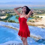 Riya Suman Instagram – Marvelling at this natural wonder of Pamukkale! It’s not ice btw, it’s calcium carbonate 🤗 Pamukkale – Cotton Castle, Turkey