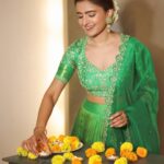 Rukshar Dhillon Instagram - The more our light shines, the more light we see around us. Wishing you all a very Happy Diwali🪔♥️ Wearing- @swathiveldandi_official Jewellery- @akoyajewels Captured by- @pranav.foto Make up- @makeupbysakshimehta Hair- @aartigupta5565
