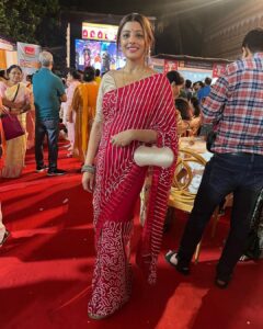 Sanchita Banerjee Instagram - My look for Ashtami evening ❤️🧿😇🤗😘
Thanks Vidya for designing this beautiful saree @vidyamourya096 

#festival #durgapuja #positivity #love #smile #instagood #fun #beautiful #instadaily #ootd #cute #actorslife #sanchitabanerjee #picoftheday #mumbai #indiandresses #beauty