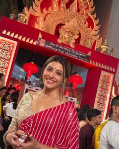 Sanchita Banerjee Instagram - My look for Ashtami evening ❤️🧿😇🤗😘
Thanks Vidya for designing this beautiful saree @vidyamourya096 

#festival #durgapuja #positivity #love #smile #instagood #fun #beautiful #instadaily #ootd #cute #actorslife #sanchitabanerjee #picoftheday #mumbai #indiandresses #beauty