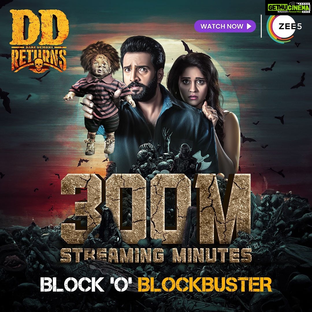Santhanam Instagram - Its Block 'O' Blockbuster🔥 The biggest comedy blockbuster of the year #DDReturns is streaming now on ZEE5! ✨ @santa_santhanam @surofficial @premanand031 @masoomshankarofficial @thangadurai_actor #ddreturns #galattagang #santhanam #comedyking #zee5 #onlyonzee5 #santa #horrorcomedy #horror #comedy