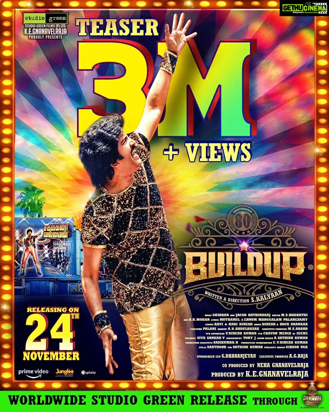Santhanam Instagram - 3ple the nostalgic 3ple the entertainment. #80sBuildup Teaser Hits 3️⃣M+ views 💥 Watch #80sBuildupTeaser ▶️ https://youtu.be/LK7jMTTGEXI #StudioGreen @kegnanavelraja @nehagnanavelraja @santa_santhanam @kalyankumar_director @iamradhikapreethi @the_ksravikumar @munish_kanth_official @redin_kingsley @mansoor_alikhan_offl @thangadurai_actor @actorcoolsureshcool @ghibranofficial @jacob_cinematographer @ms_editor27 @crayonmedia_vfxstudio @jungleemusicsouth @sakthifilmfactory @sakthivelan_b @sathish_pro @digitallynow #80sBuildupFromNov24