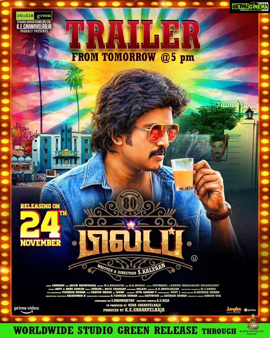 Santhanam Instagram - Experience an ample portion of choatic fun! #80sBuildupTrailer from Tomorrow at 5PM💥 #80sBuildup @studiogreen_official @kegnanavelraja @nehagnanavelraja @santa_santhanam @kalyankumar_director @iamradhikapreethi @the_ksravikumar @munish_kanth_official @redin_kingsley @mansoor_alikhan_offl @thangadurai_actor @actorcoolsureshcool @ghibranofficial @jacob_cinematographer @ms_editor27 @crayonmedia_vfxstudio @jungleemusicsouth @sakthifilmfactory @sakthivelan_b @sathish_pro @digitallynow #80sBuildupFromNov24